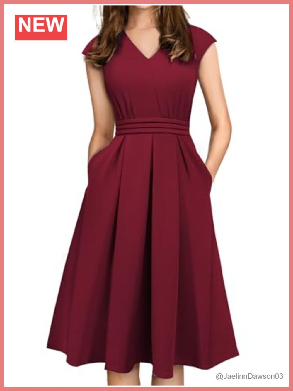 Vintage 50s Cap Sleeve Pleated Waist A-Line Cocktail Dress with Pockets